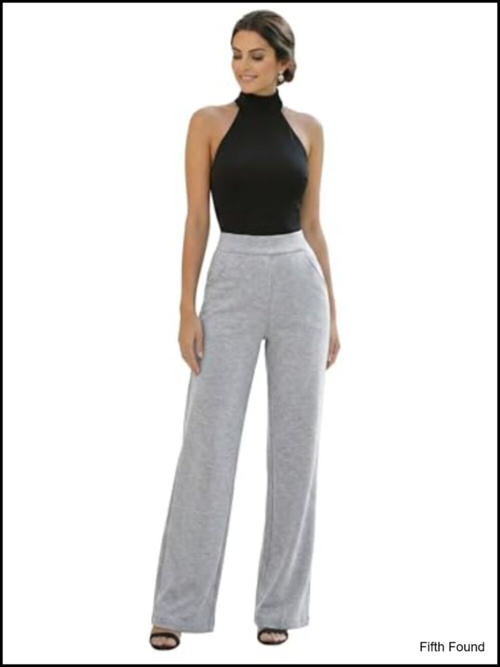 Ponte Wide Leg Pull On Dress Pants Mid Rise Comfort Stretch